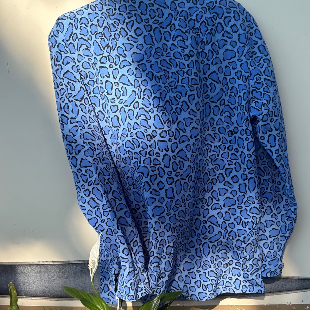 Melissa Blue Leopard-Print Button Down Shirt - Picture 3 of 6